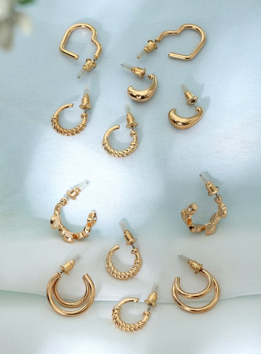 Women Half Hoop Earrings - Pack of 6