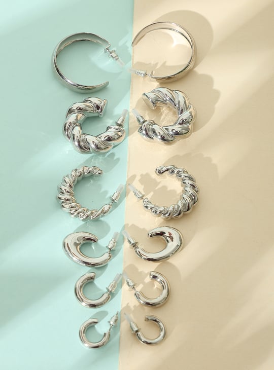 Women Half Hoop Earrings - Pack of 6