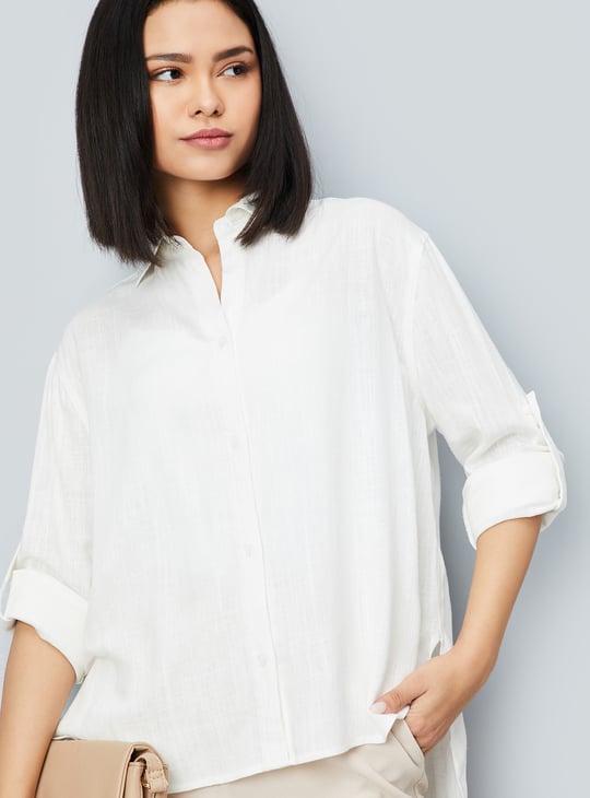 Women Textured Oversized Shirt