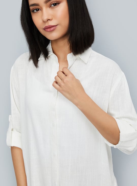 Women Textured Oversized Shirt
