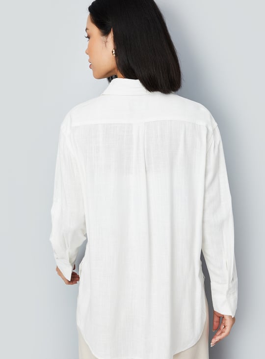 Women Textured Oversized Shirt