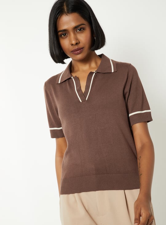 ミラーナインmirror9 polo shirts leggingsセットアップ Buy Women Knit Polo T-shirt Online at just Rs. 899.0