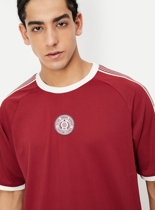 Men Shoulder Striped Oversized Sports T-shirt