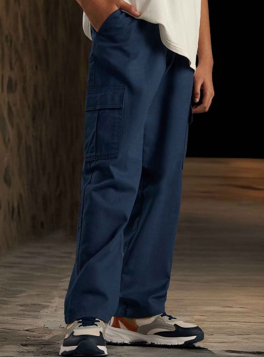 Boys Solid Cargo Trousers