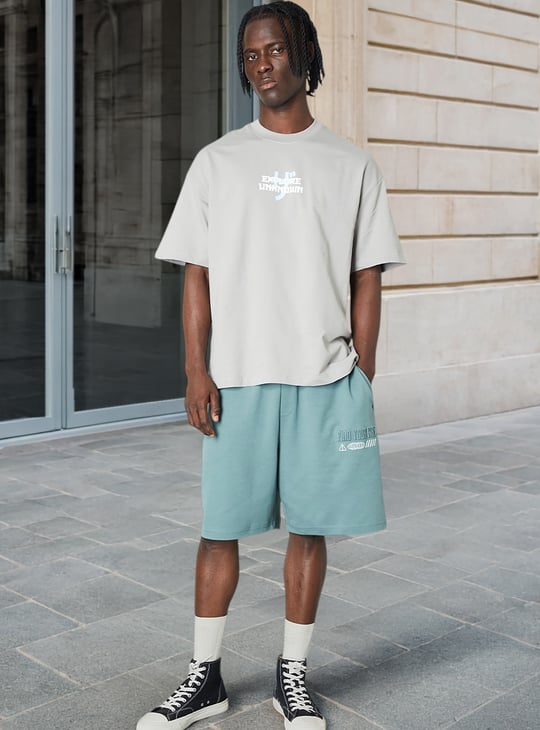 Men Embossed Relaxed Fit Shorts