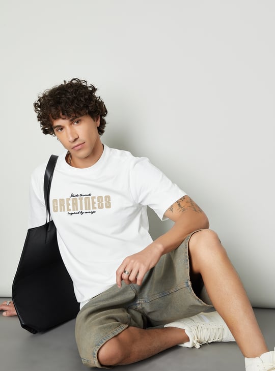 Men Text Embroidered T-shirt