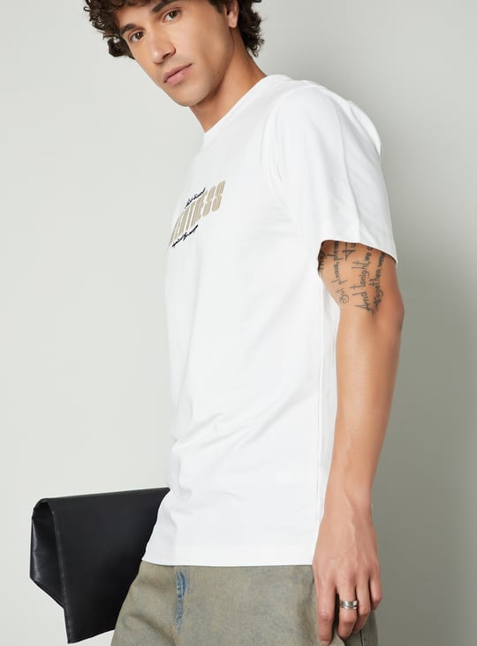 Men Text Embroidered T-shirt