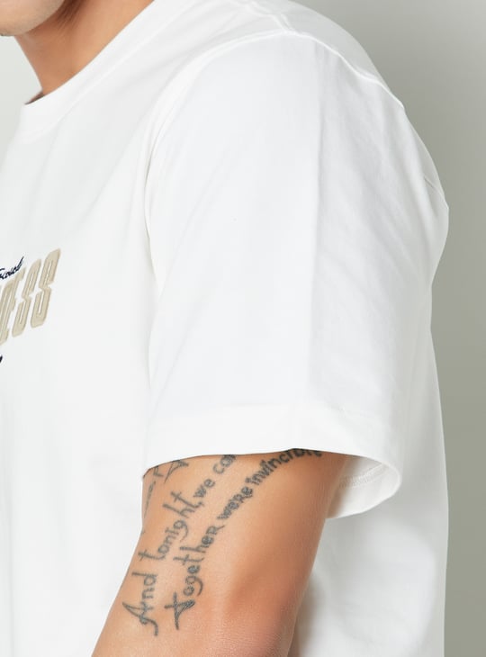 Men Text Embroidered T-shirt