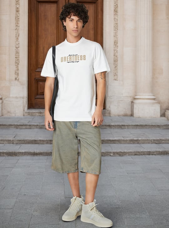 Men Text Embroidered T-shirt