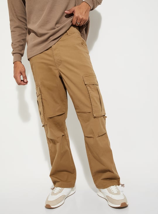 URB_N Men Textured Cargo Parachute Trousers