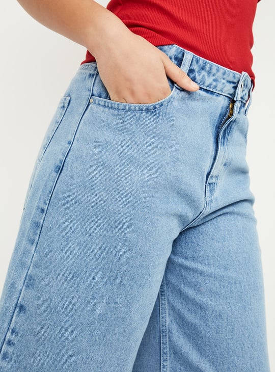 Women Solid Denim Jorts