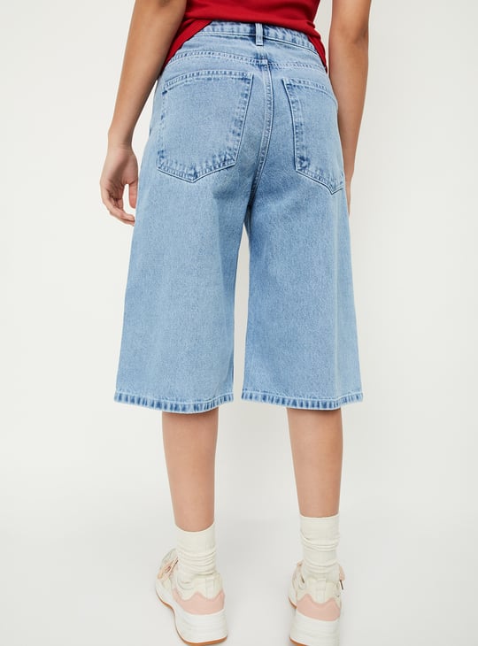 Women Solid Denim Jorts