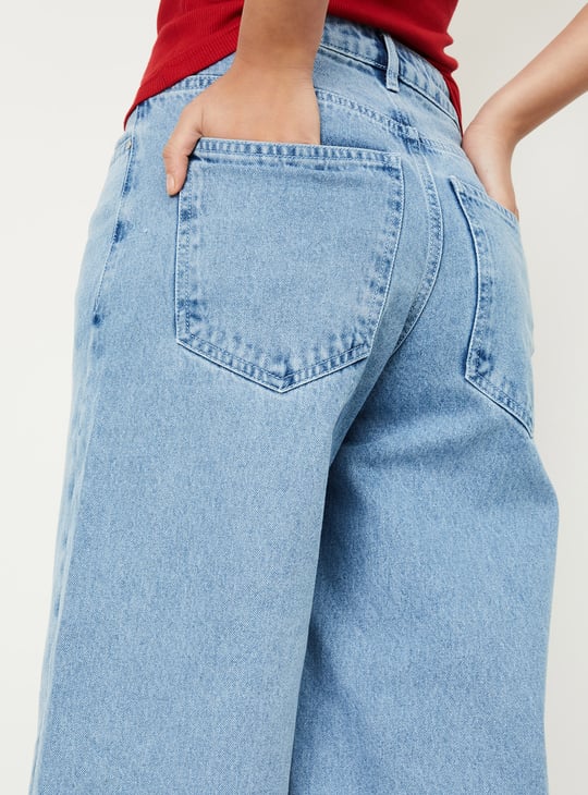 Women Solid Denim Jorts