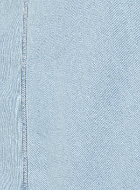 Women Solid A-Line Denim Skirt