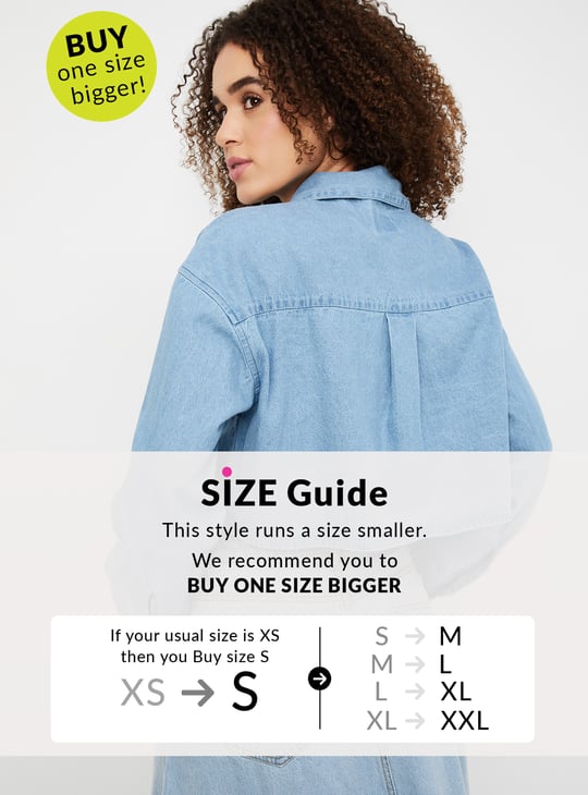 Women Solid Crop Denim Shirt