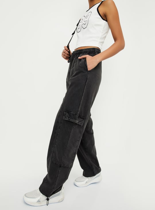 Women Washed Cargo Parachute Trousers