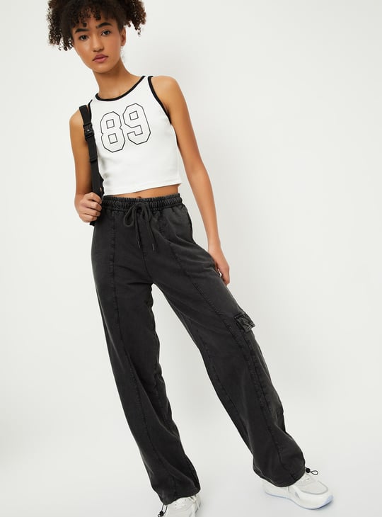 Women Washed Cargo Parachute Trousers