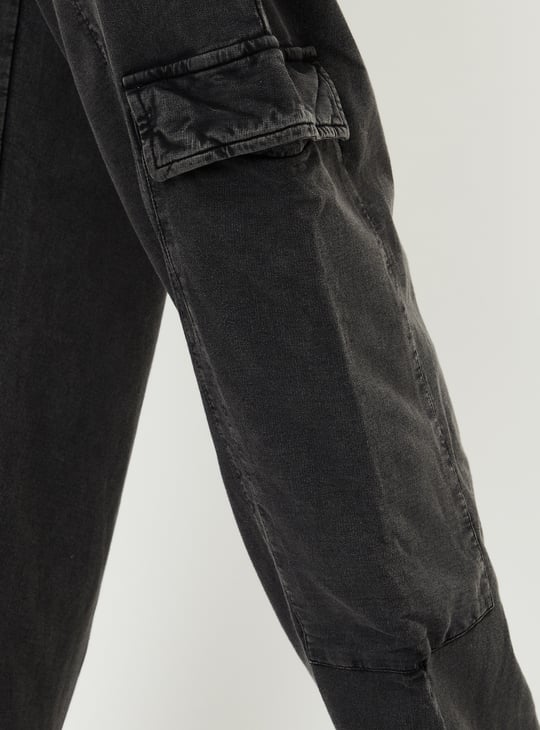 Women Washed Cargo Parachute Trousers