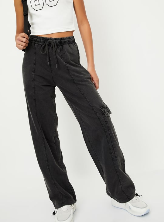 Women Washed Cargo Parachute Trousers