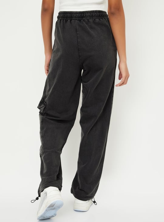 Women Washed Cargo Parachute Trousers