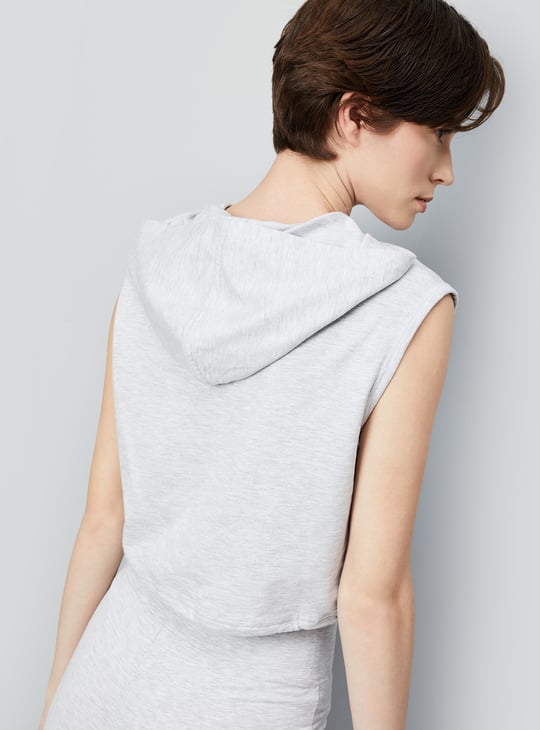 Women Solid Athleisure Hooded T-shirt