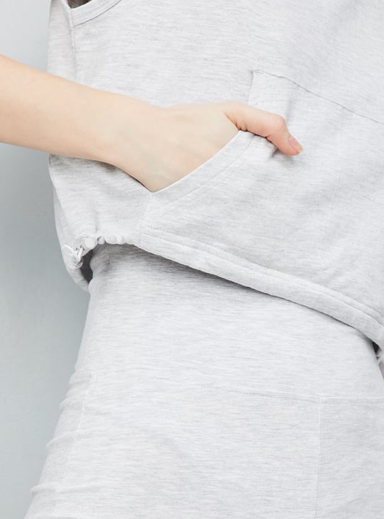 Women Solid Athleisure Hooded T-shirt