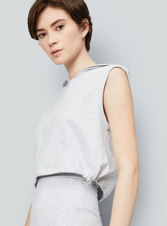 Women Solid Athleisure Hooded T-shirt