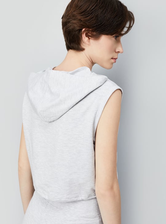 Women Solid Athleisure Hooded T-shirt