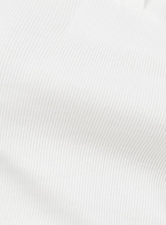 Women Ribbed Johnny Collar Crop Top