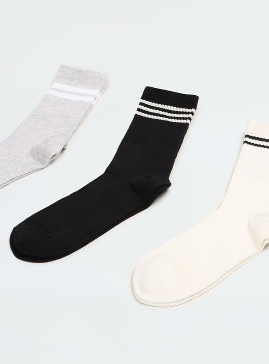 Women Striped Crew Length Socks - Pack of 3