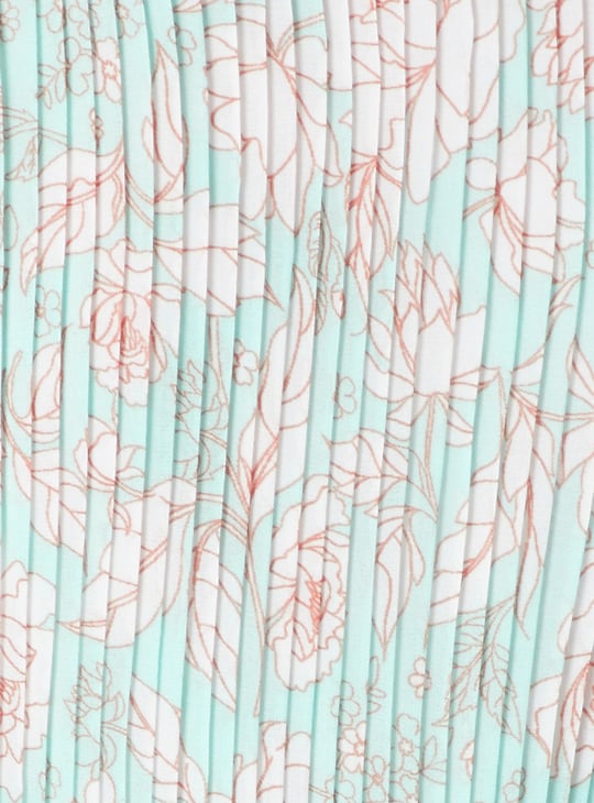 Women Floral Print Pleated Midi Dress