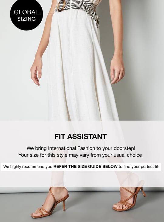 Women Solid A-line Belted Skirt