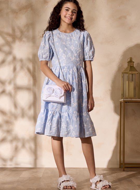 Girls Embroidered Fit and Flare Dress