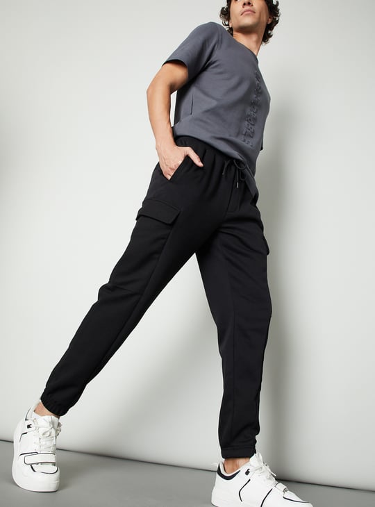 Men Solid Sports Cargo Joggers