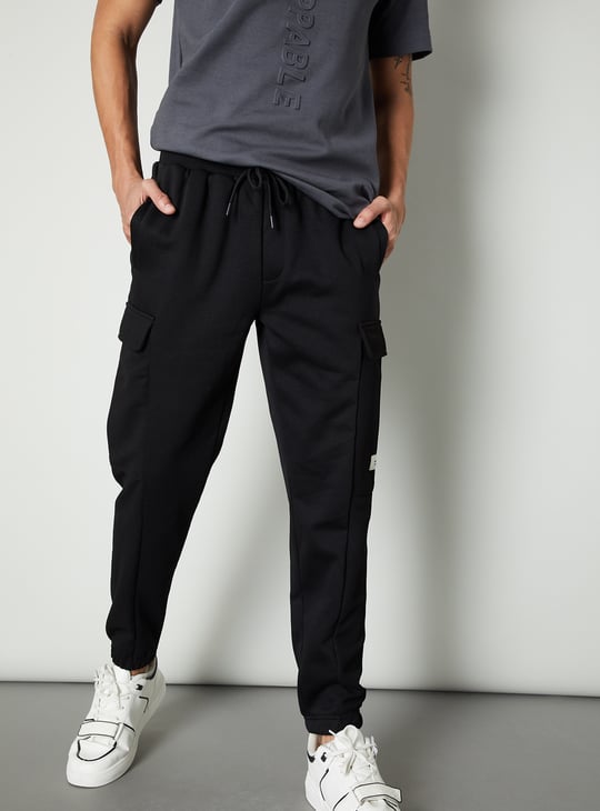 Men Solid Sports Cargo Joggers