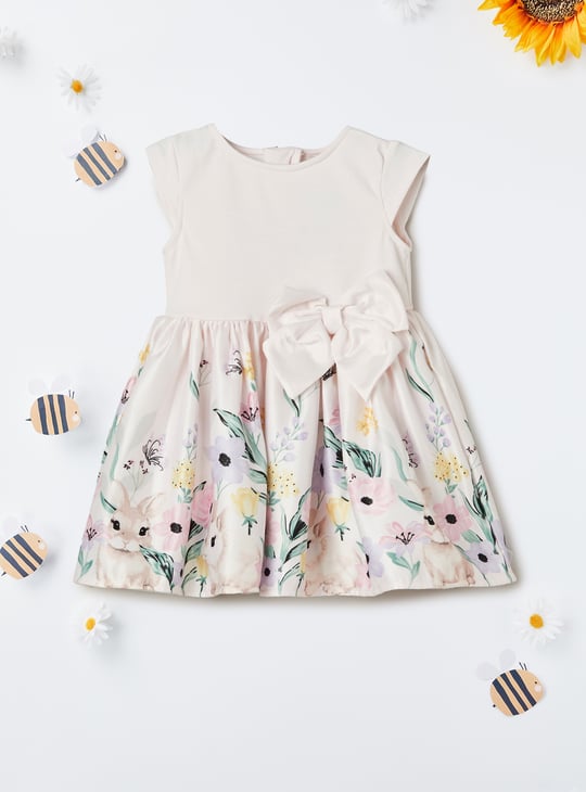 Girls Printed Bow Dress
