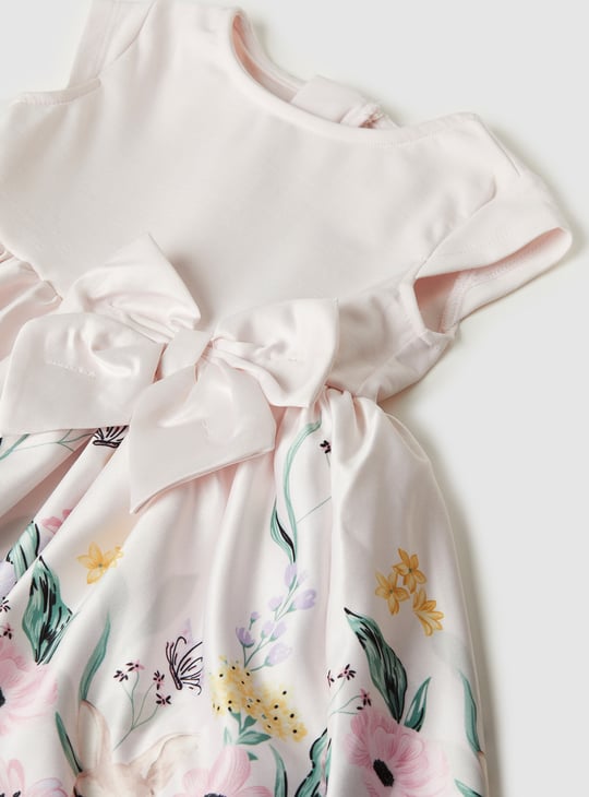 Girls Printed Bow Dress
