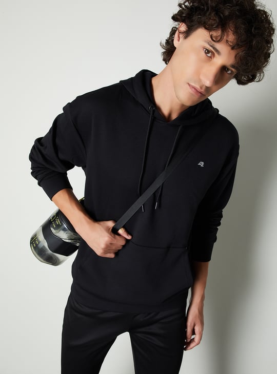 Men Solid Hooded Sweatshirt