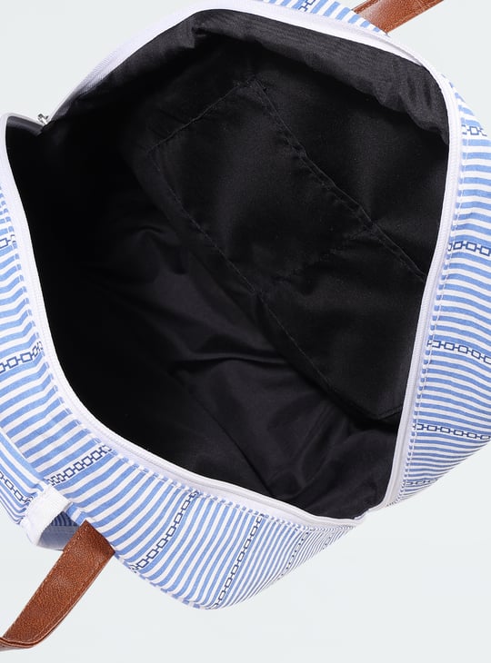 Women Striped Crochet Embroidered Backpack