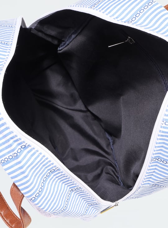 Women Striped Crochet Embroidered Backpack