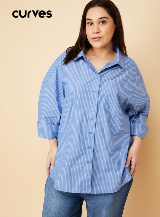 Women Striped Oversized Shirt