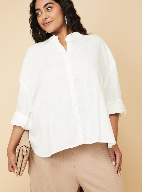 Women Textured Oversized Shirt