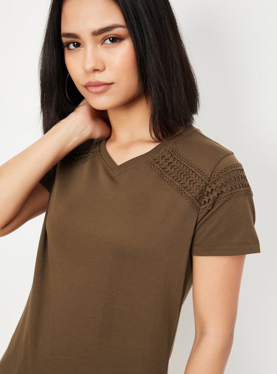 Women Lace Panel Top