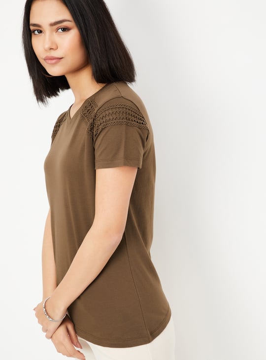 Women Lace Panel Top