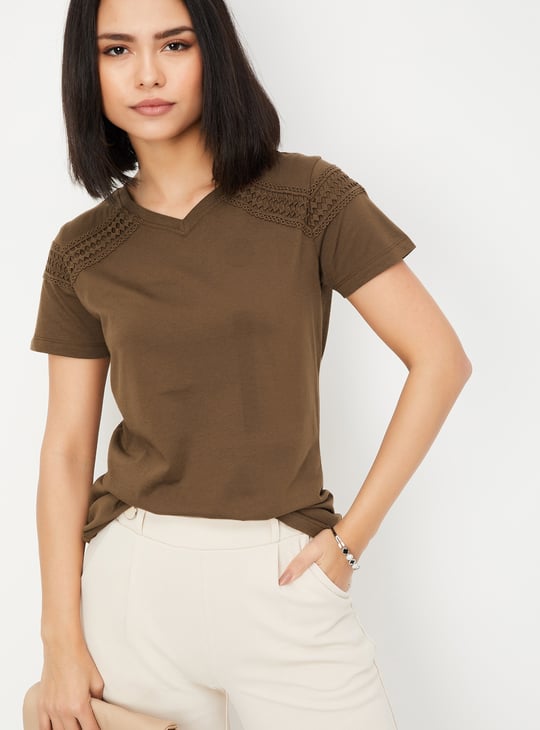 Women Lace Panel Top