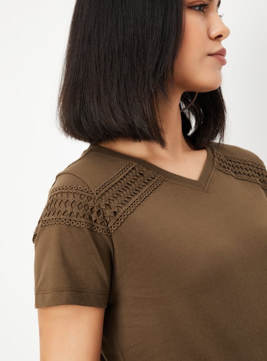 Women Lace Panel Top