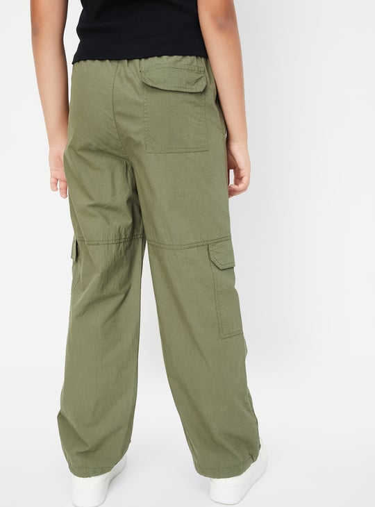 Women Solid Cargo Parachute Trousers