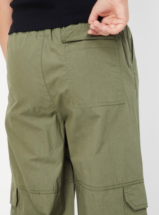 Women Solid Cargo Parachute Trousers