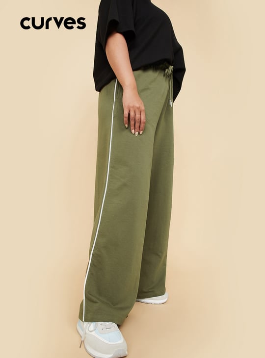 Women Side Striped Wide-Leg Track Pants
