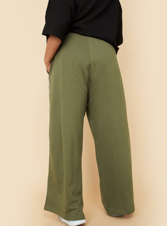 Women Side Striped Wide-Leg Track Pants